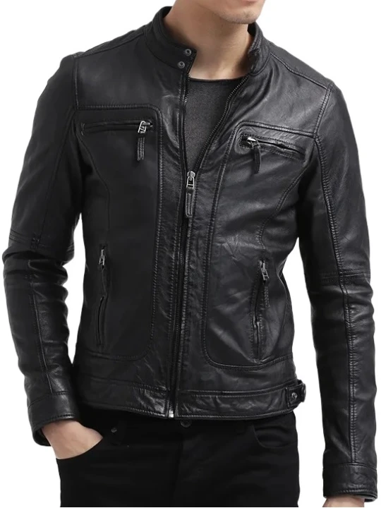 Full Sleeve Black Leather Biker Jacket