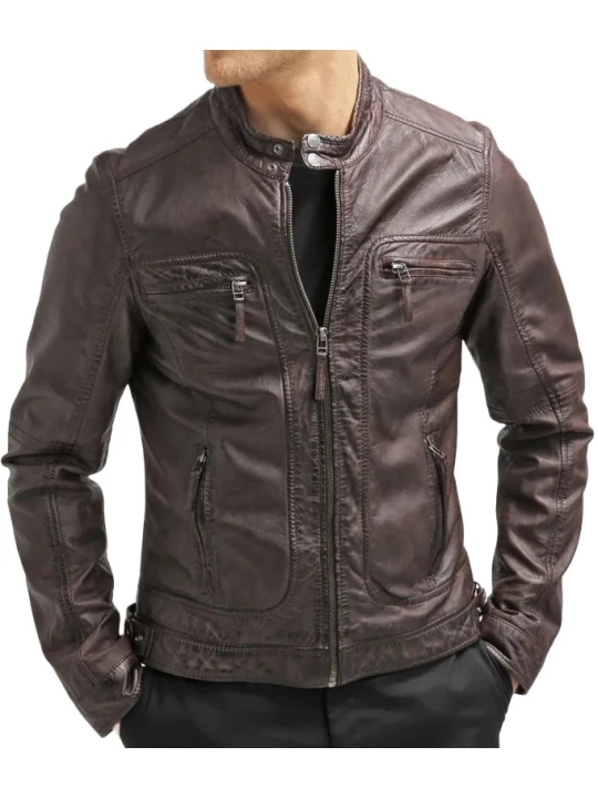 Full Sleeve Dark Brown Leather Jacket