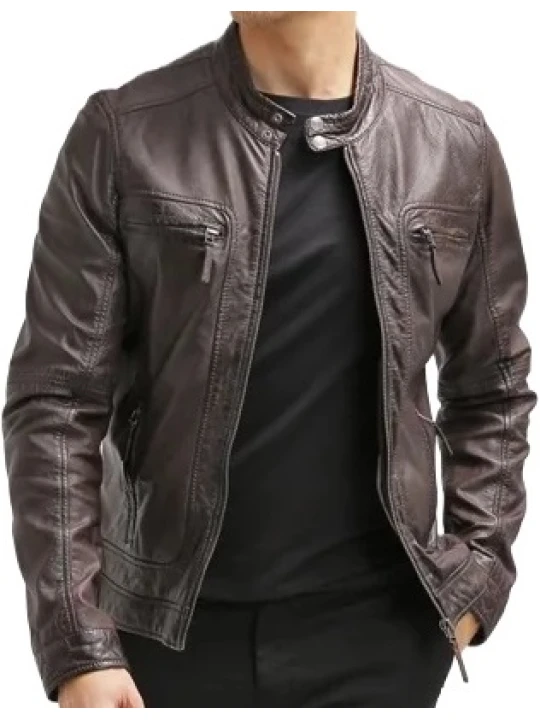 Full Sleeve Dark Brown Leather Jacket