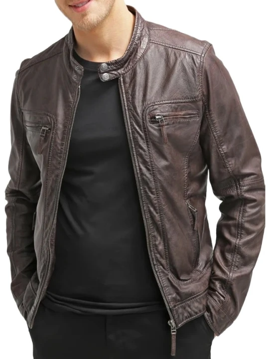 Full Sleeve Dark Brown Leather Jacket
