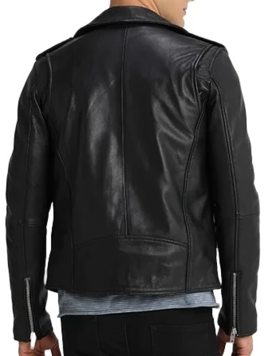Men Black Leather Motorcycle Jacket