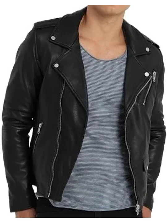 Men Black Leather Motorcycle Jacket