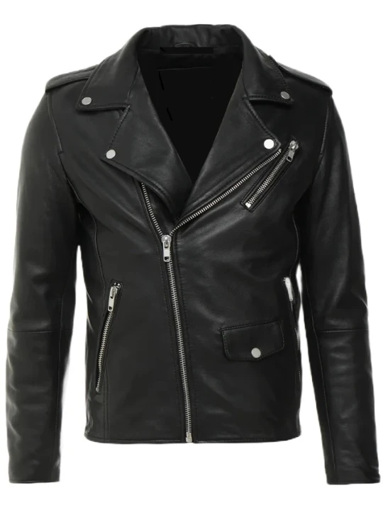 Men Black Leather Motorcycle Jacket