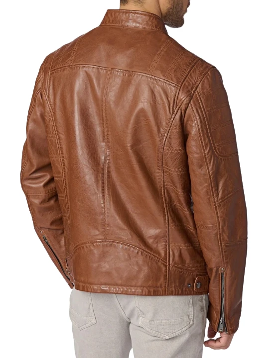 Motorcycle Brown Asymmetric Biker Leather Jacket