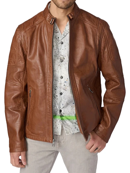 Motorcycle Brown Asymmetric Biker Leather Jacket