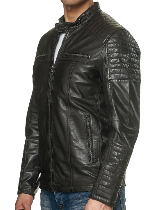 Motorcycle Leather Jacket  Black