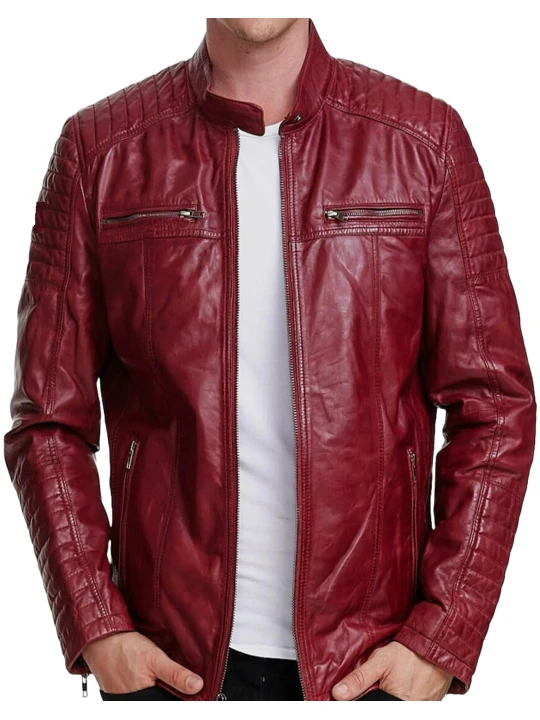 Motorcycle Leather Jacket  Red