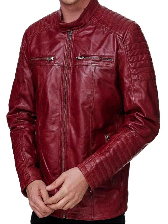 Motorcycle Leather Jacket  Red