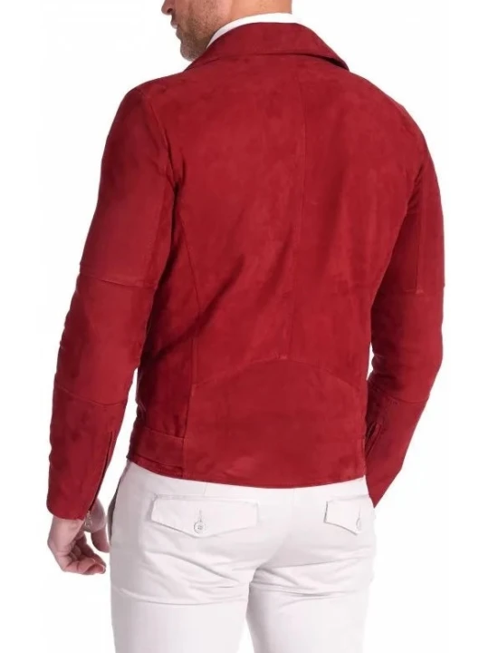 Red Motorcycle Suede Leather Jacket Red Motorcycle Suede Leather Jacket