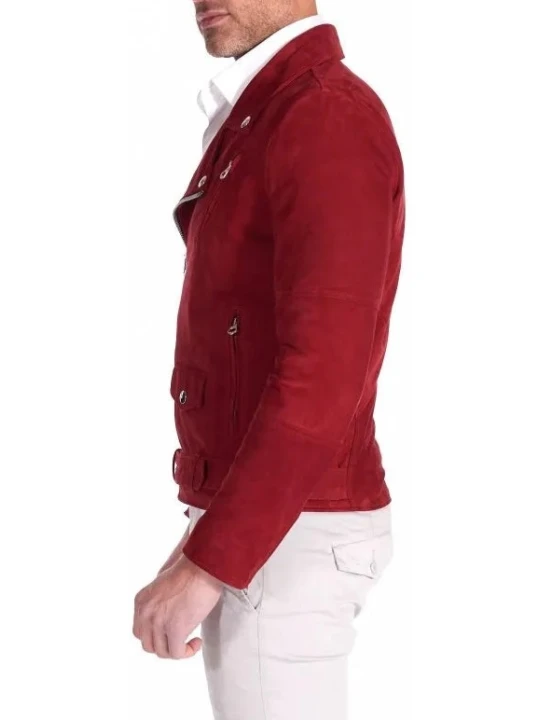 Red Motorcycle Suede Leather Jacket Red Motorcycle Suede Leather Jacket