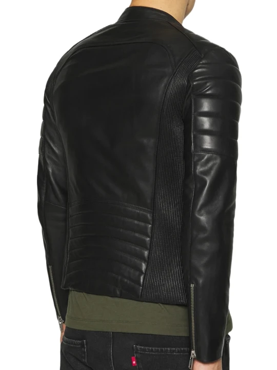 Tailored Black Motorcycle Biker Leather Jacket