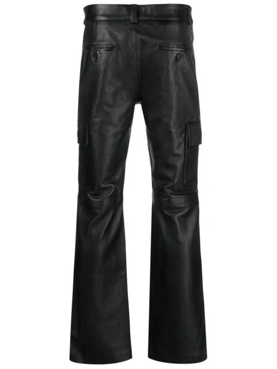 2 Side Pockets Black Leather Pants 