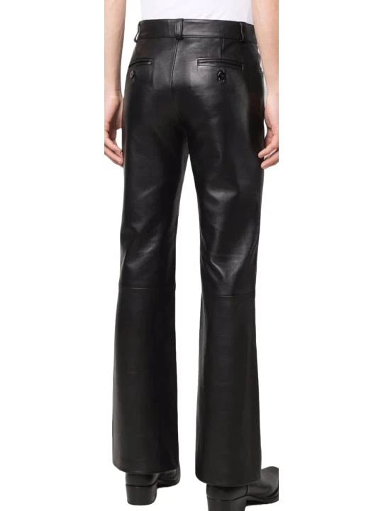 Bell Bottom Black Leather Pant