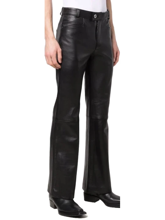Bell Bottom Black Leather Pant
