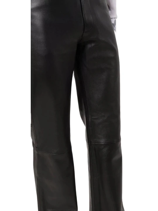 Bell Bottom Black Leather Pant