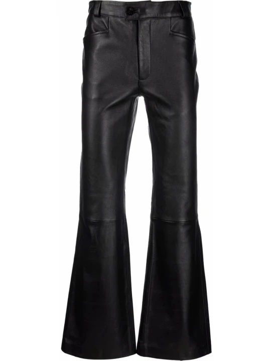 Bell Bottom Black Leather Pant