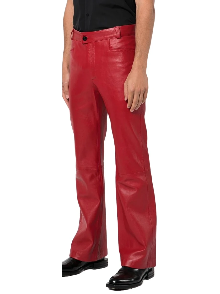 Bell Bottom Red Leather Pant