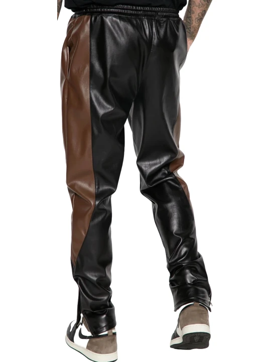 Black & Brown Track Leather Pants Black & Brown Track Leather Pants