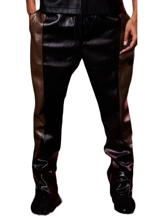 Black & Brown Track Leather Pants Black & Brown Track Leather Pants