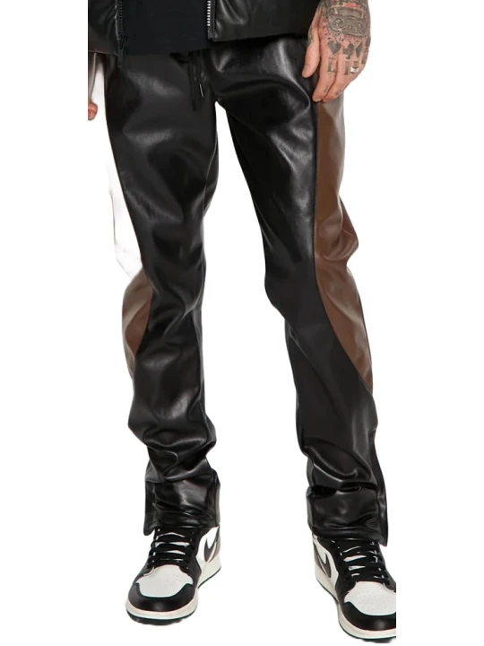 Black & Brown Track Leather Pants Black & Brown Track Leather Pants