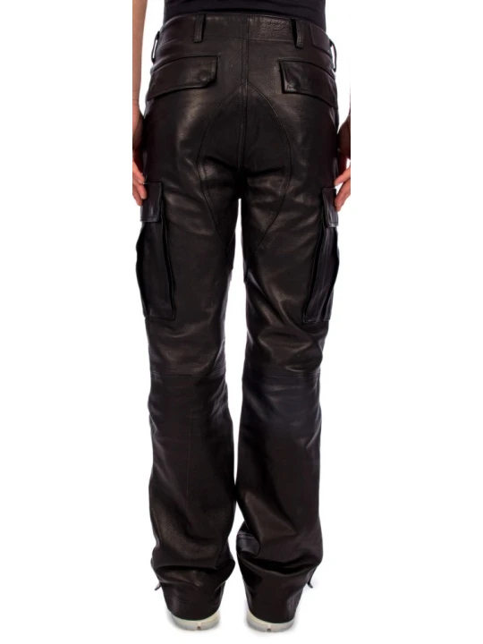 Black Leather Cargo Pant