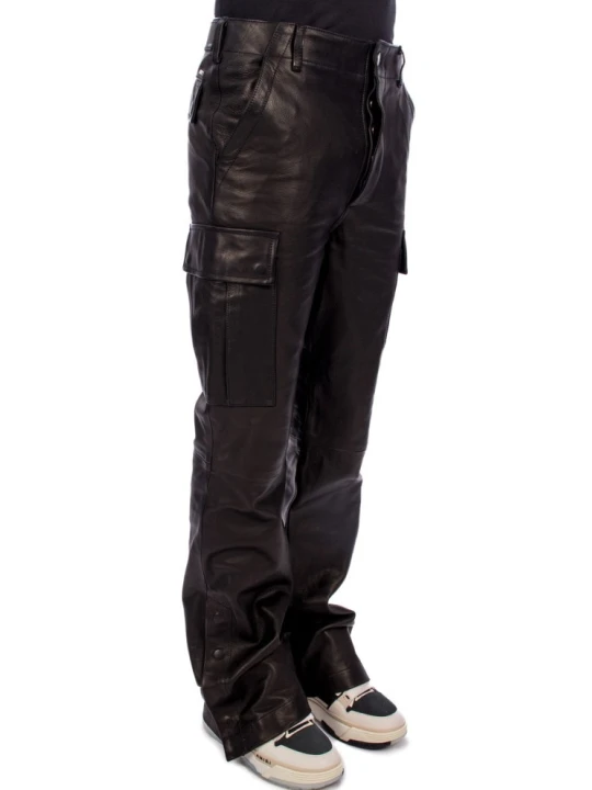 Black Leather Cargo Pant