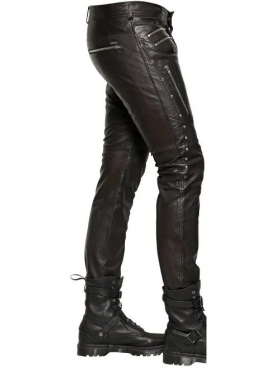 Black Leather Pant With Side Zip Black Leather Pant With Side Zip