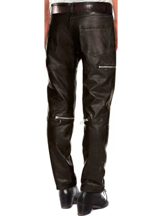 Black Leather Pants With Front Zipped Black Leather Pants With Front Zipped