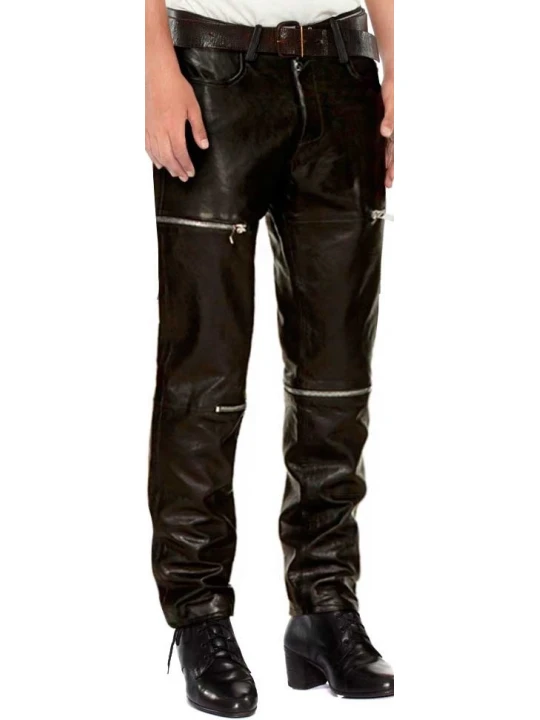 Black Leather Pants With Front Zipped Black Leather Pants With Front Zipped