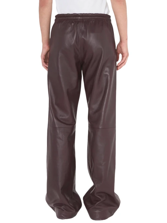 Burgundy Leather Drawstring Trousers