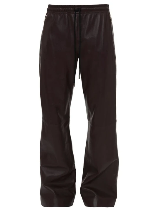 Burgundy Leather Drawstring Trousers