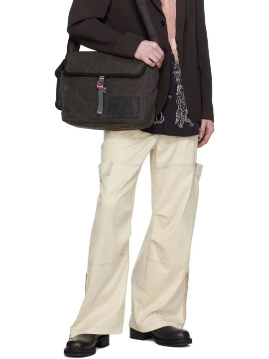 Cream Leather Cargo Pants