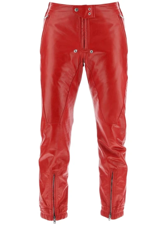 Elasticated Back Waistband Red Leather Pants