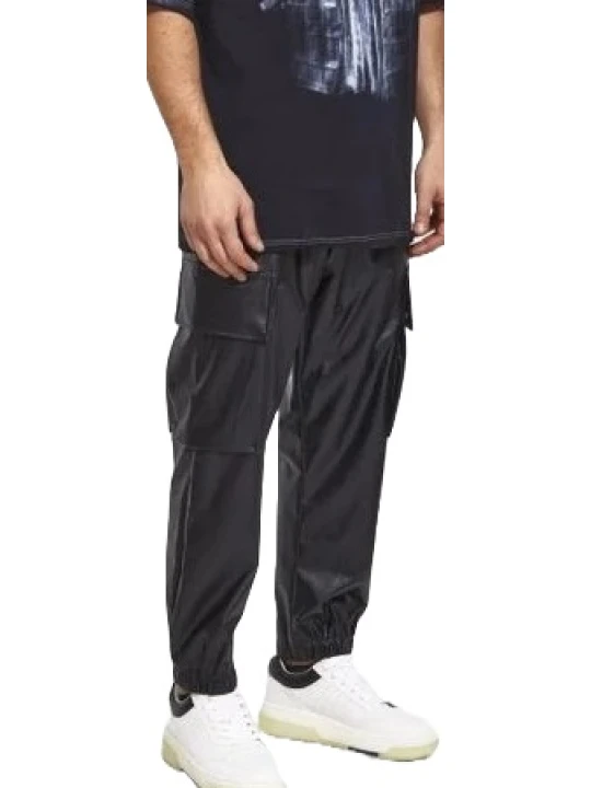 Jogger Style Black Leather Pant