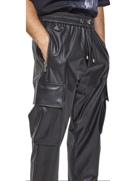 Jogger Style Black Leather Pant