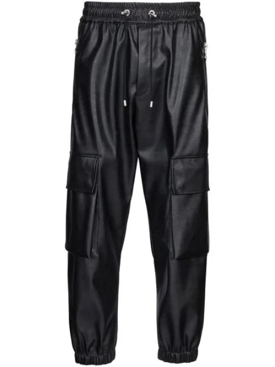 Jogger Style Black Leather Pant