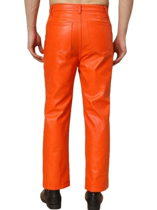 Relaxed Fit Orange Leather Pants Relaxed Fit Orange Leather Pants