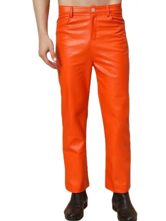 Relaxed Fit Orange Leather Pants Relaxed Fit Orange Leather Pants