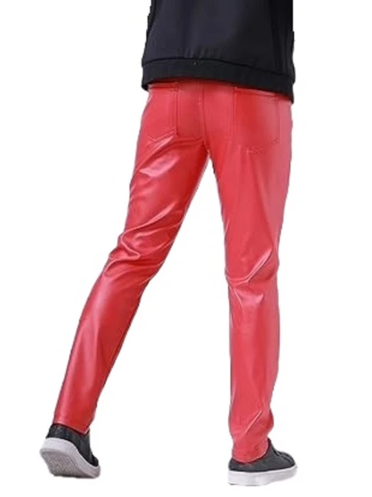 Relaxed Fit Red Leather Pants