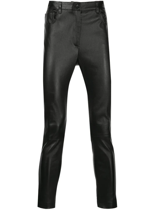 Tailored Fit Black Leather Pants