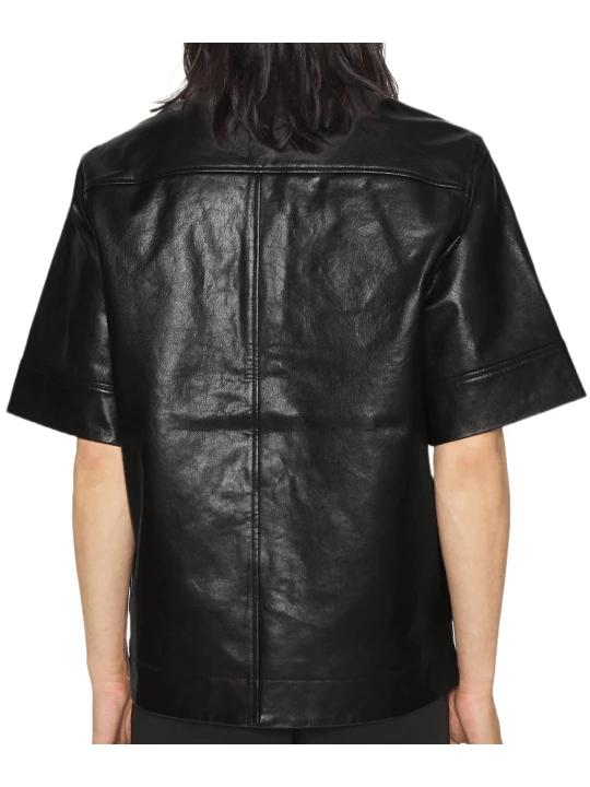 Black Short Sleeve Leather Shirt Black Short Sleeve Leather Shirt