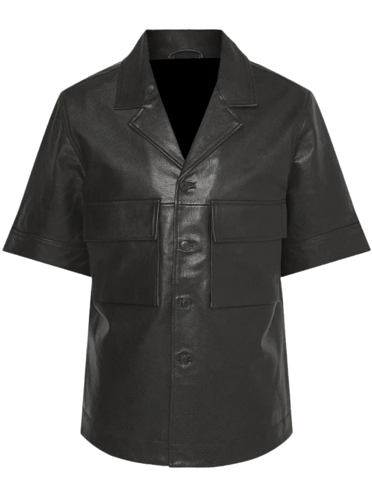 Black Short Sleeve Leather Shirt Black Short Sleeve Leather Shirt