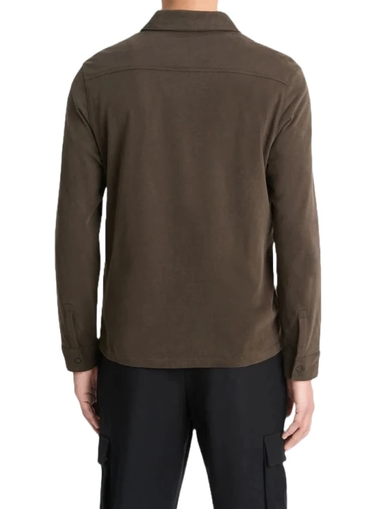 Brown Suede Leather Button Up Shirt