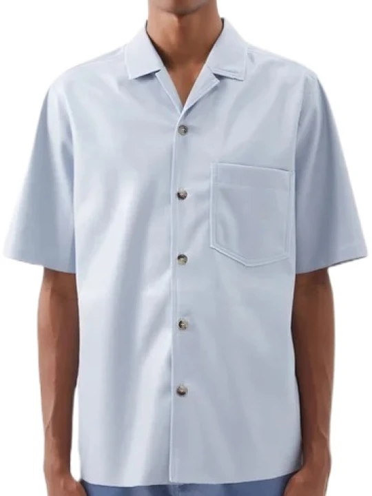 Button Down Blue Leather Shirt