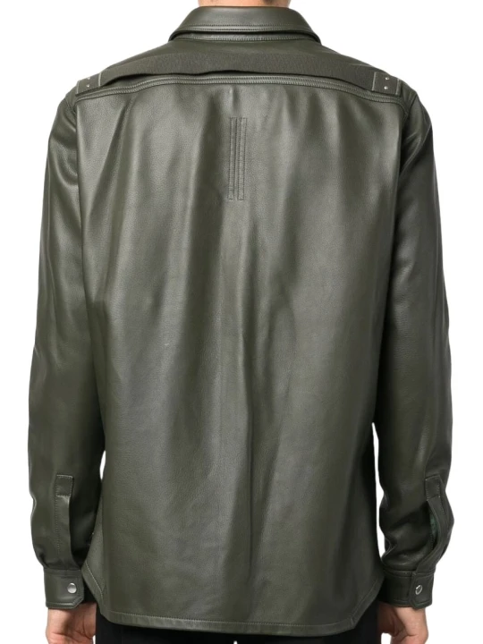 Full Sleeve Green Leather Shirt Full Sleeve Green Leather Shirt
