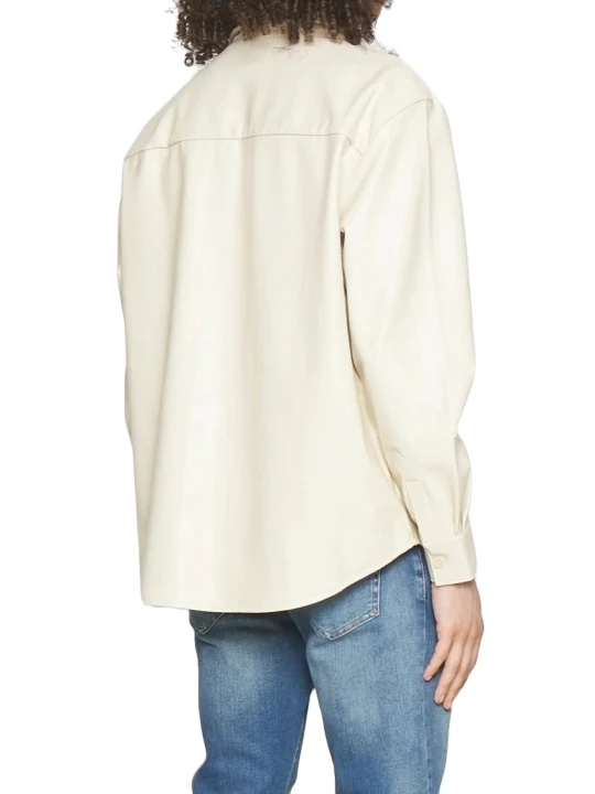 Kent Collar Cream Leather Shirt