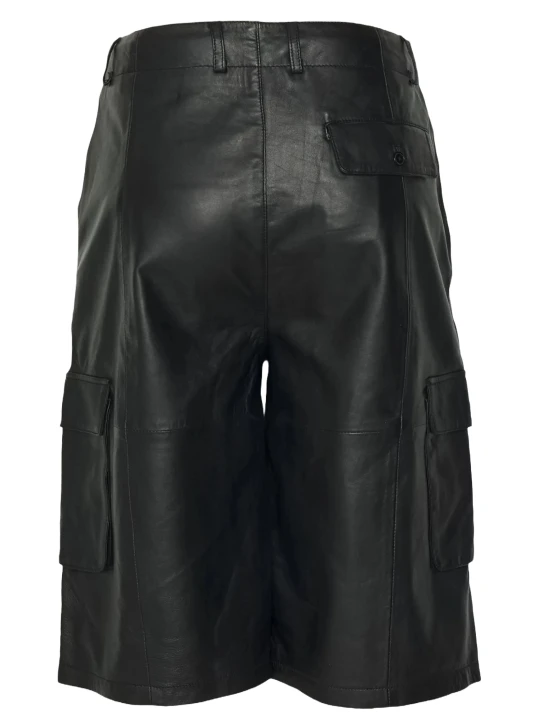 Black Leather Shorts With Pockets