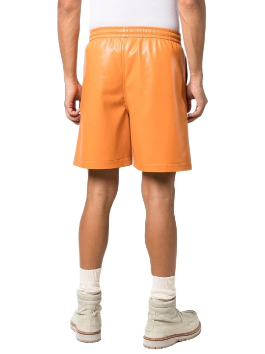 Men Boxer Style Real Lambskin Orange Leather Sports Shorts