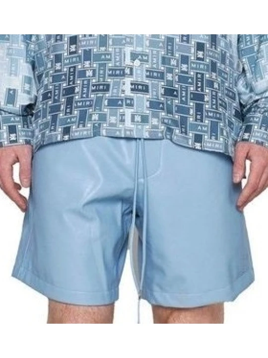 Modern Men Blue Leather Shorts