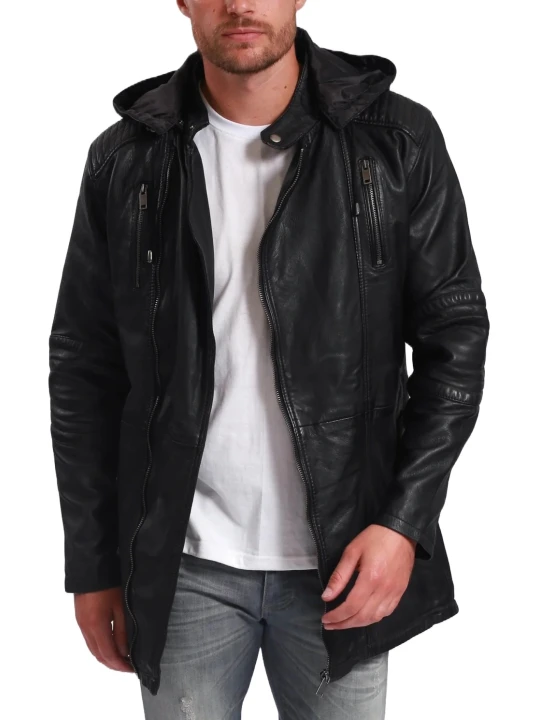 Black Leather Coat With Zippers